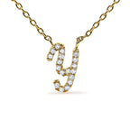 14K Yellow Gold Diamond Accent "A-Z" Initial Script Style Pendant Necklace
