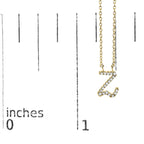 14K Yellow Gold Diamond Accent "A-Z" Initial Script Style Pendant Necklace