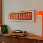 Framed YEEHAW Sign Red & Gold Art Print