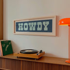 Framed HOWDY Sign Blue & Aqua Art Print