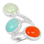9.50 Carat Genuine Multi Stone .925 Sterling Silver Ring