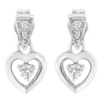 14K White Gold 1/6 Cttw Diamond Dangle Heart Stud Earrings (H-I, SI2-I1)
