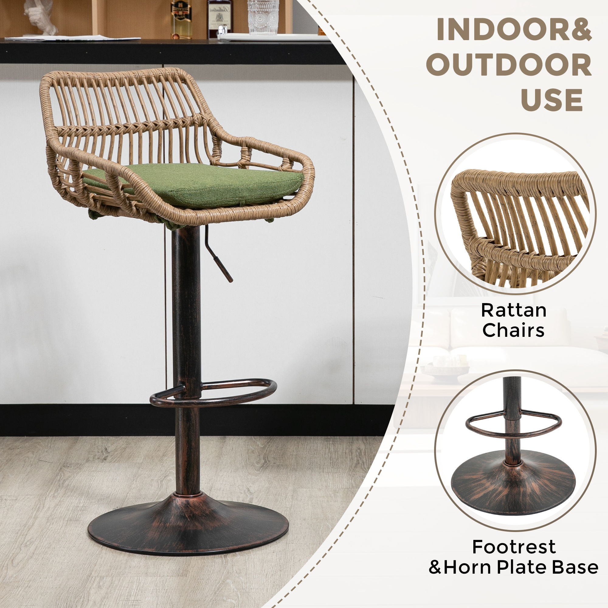 Modern Swivel Bar Stools Adjustable Counter Chairs