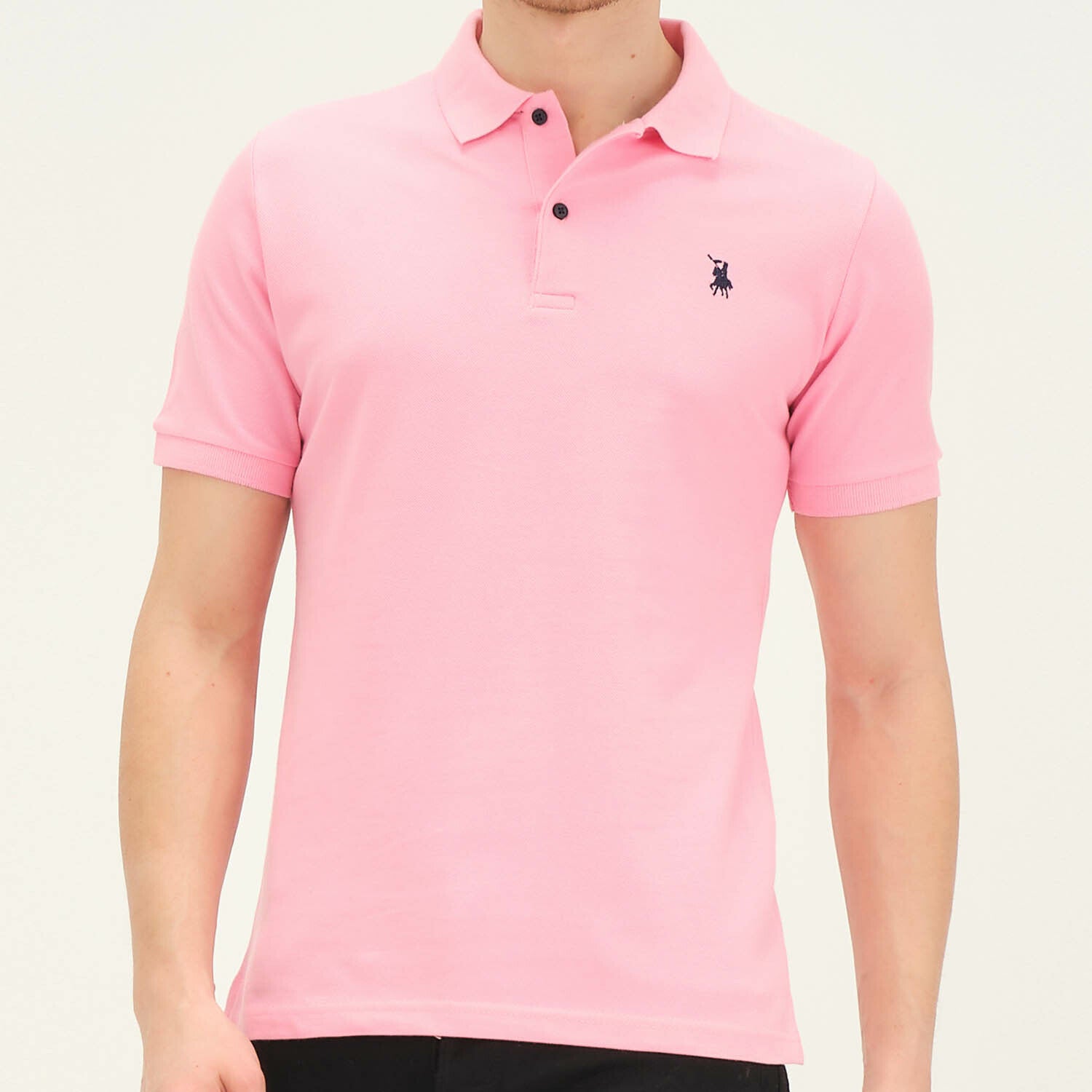 Short Sleeve Polo with Logo // Pink