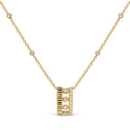 10K Yellow Gold 1/5 Cttw Diamond 3 Row Circle Pendant Necklace