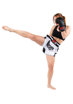 Piru Muay Thai Shorts - White/Black