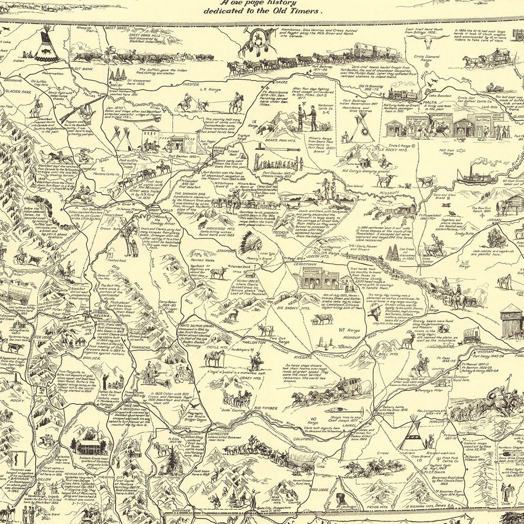 Vintage Map of Montana 1937