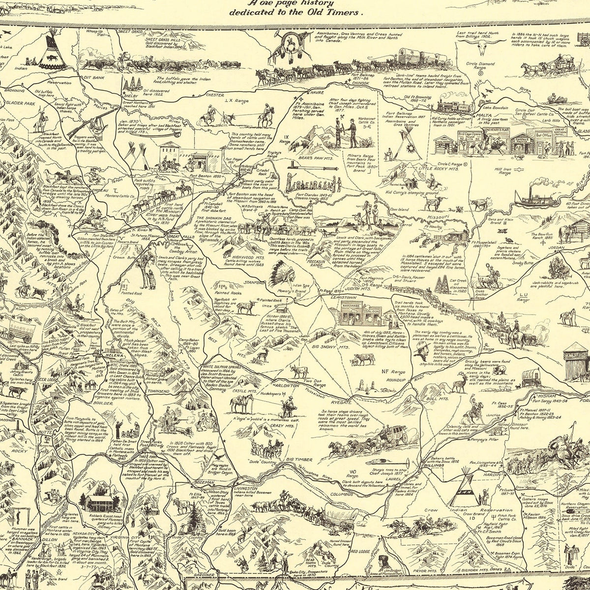 Vintage Map of Montana 1937