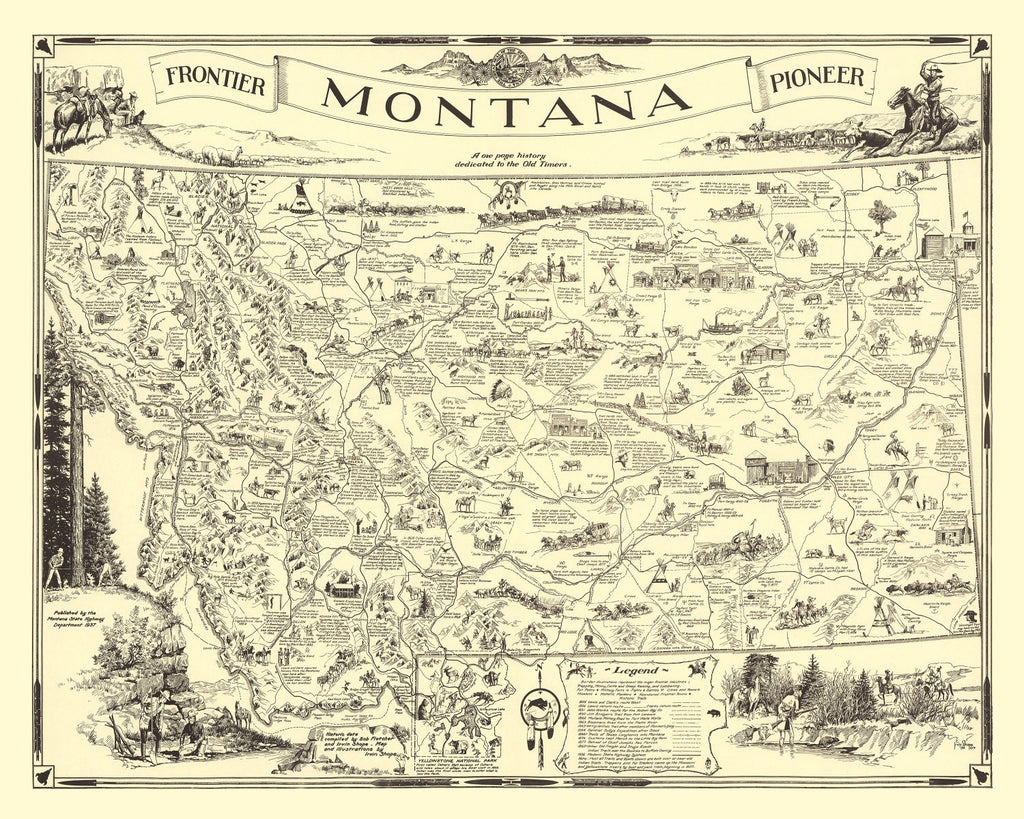 Vintage Map of Montana 1937
