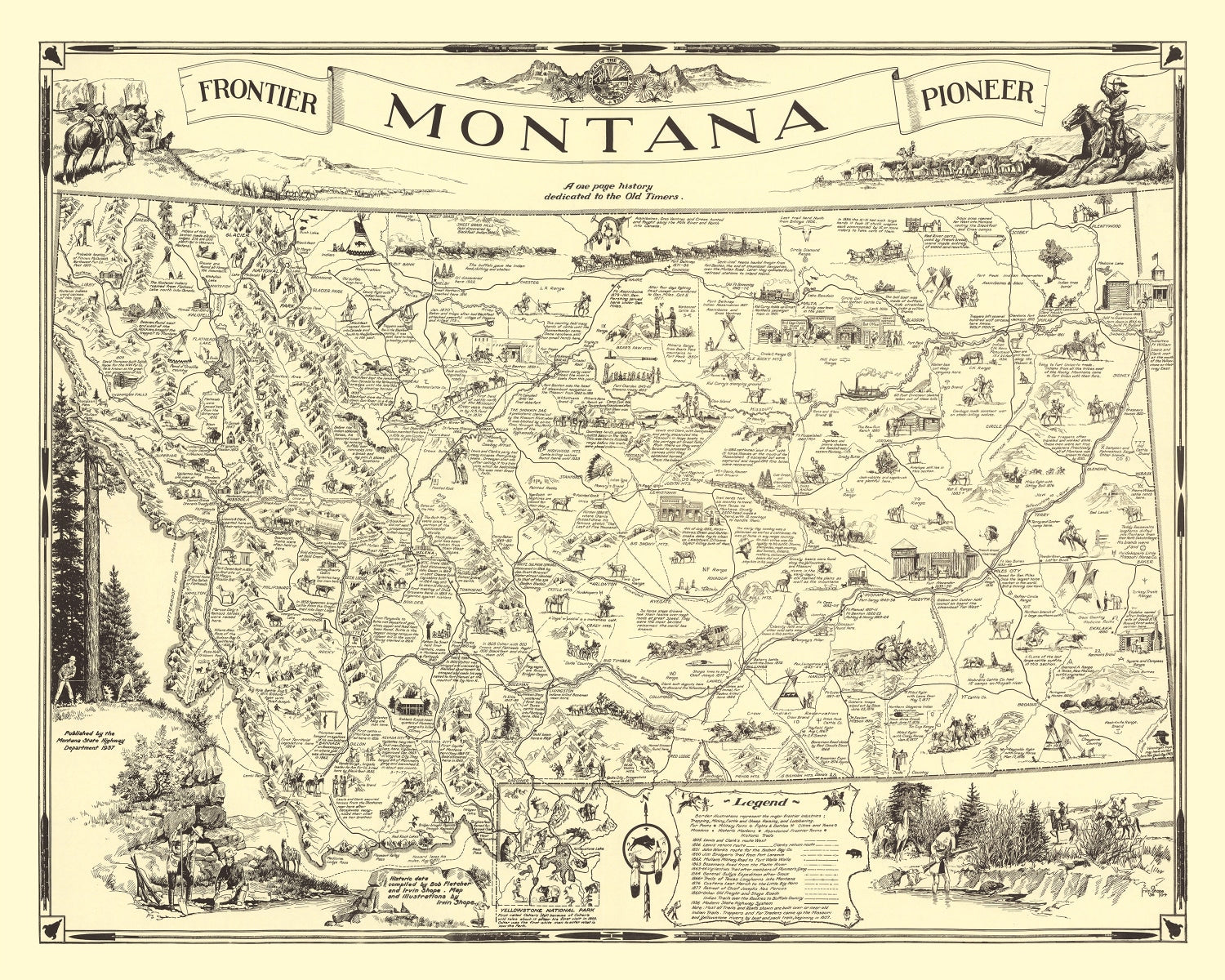 Vintage Map of Montana 1937