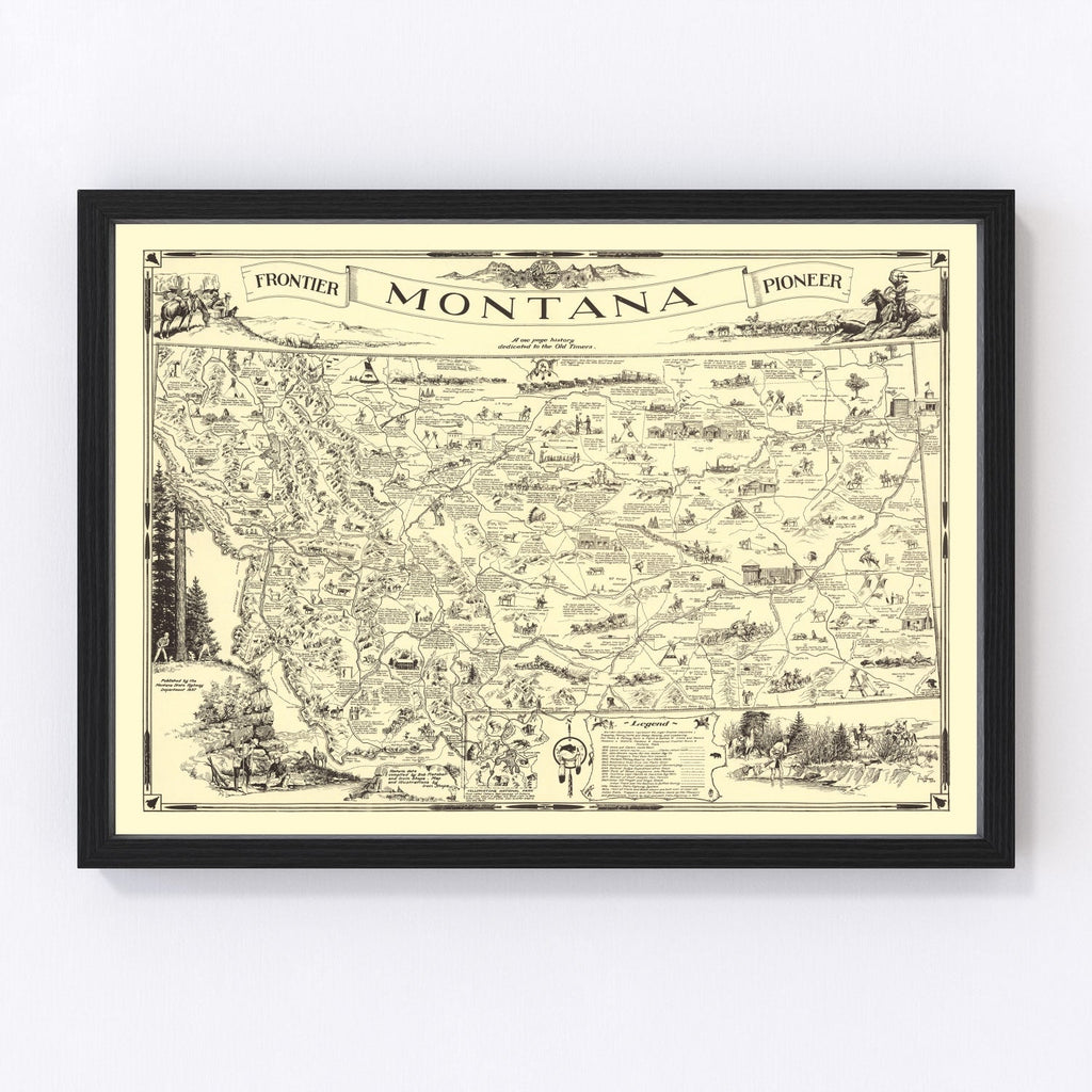 Vintage Map of Montana 1937