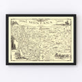 Vintage Map of Montana 1937