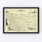 Vintage Map of Montana 1937