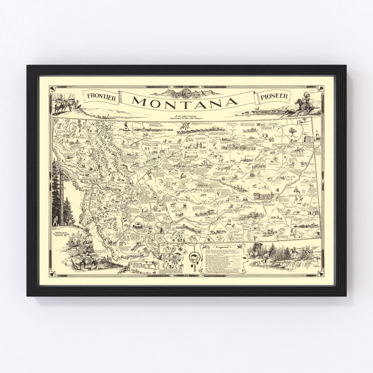 Vintage Map of Montana 1937