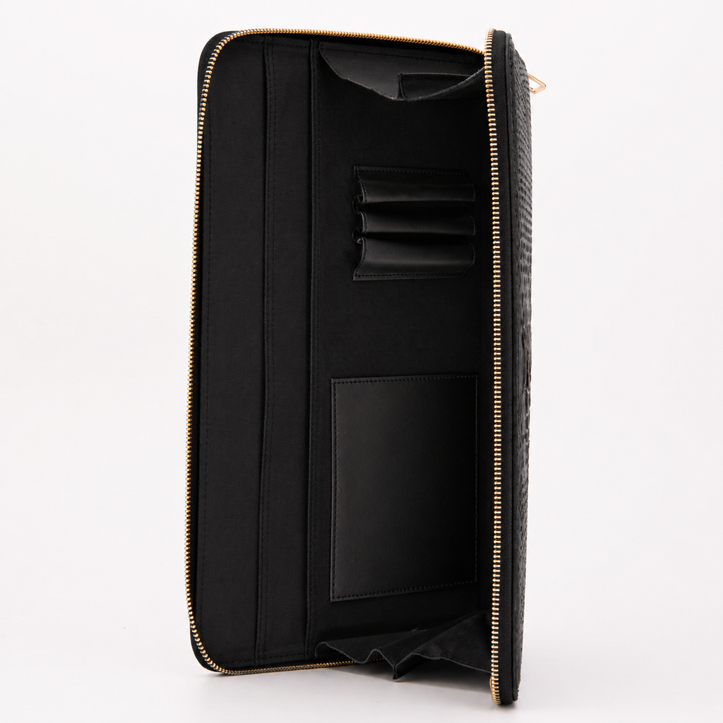 The Varese Black Hand-Painted Python Leather 14” Laptop Portfolio