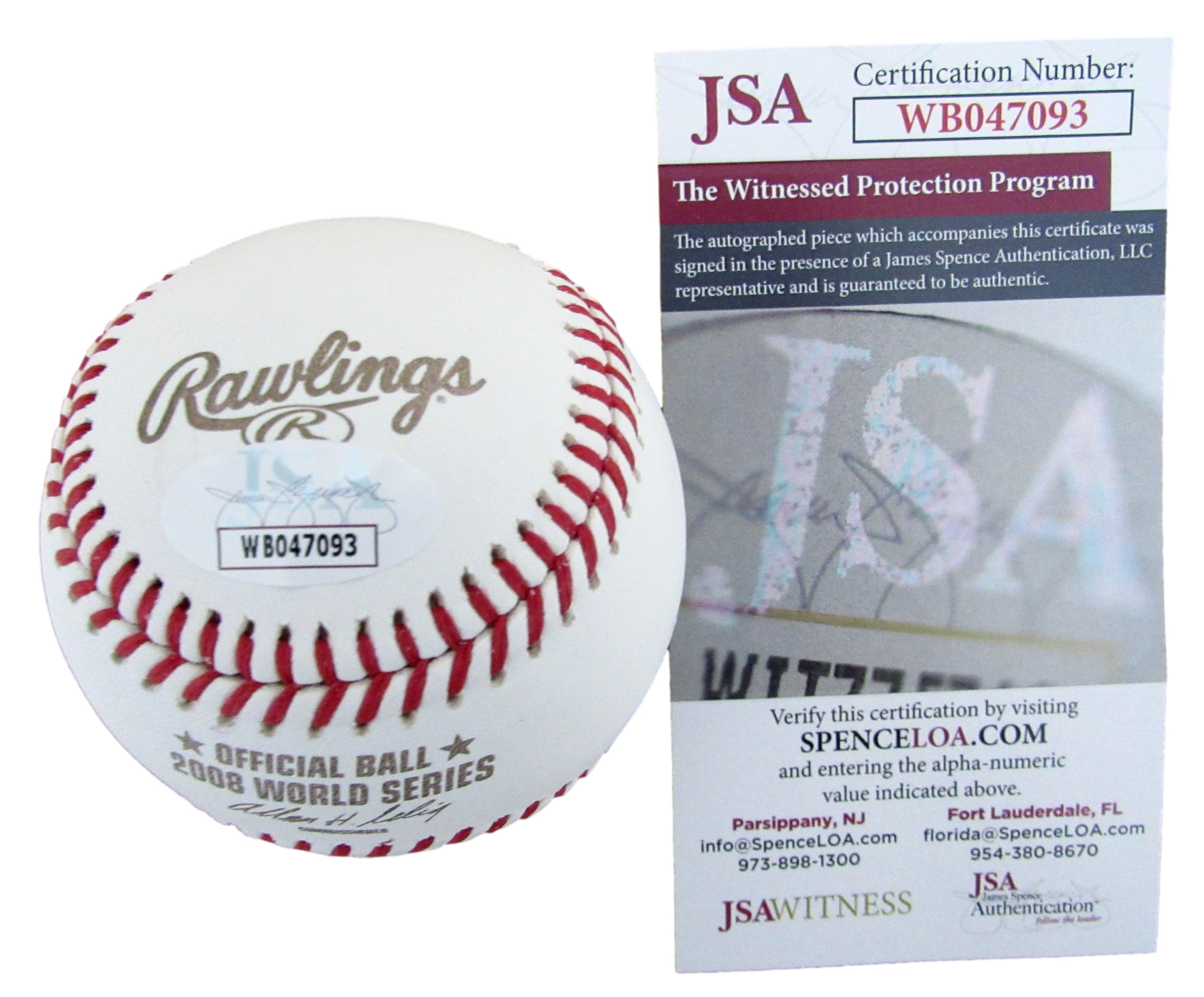 Carlos Ruiz/Brad Lidge Phillies Signed 2008 WORLD SERIES Baseball JSA 183560