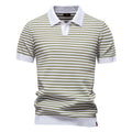 Horizontal Striped Polo Shirt // Light Green