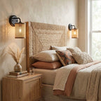 Reef - Single Lights Wall Sconce With Natural Shade Rustic - Black / Rattan