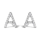 10K White Gold 1/10 Cttw Diamond Initial â€œAâ€ Stud Earring