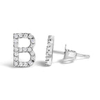 10K White Gold 1/10 Cttw Diamond Initial “A” to "Z" Stud Earring