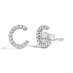 10K White Gold 1/10 Cttw Diamond Initial “A” to "Z" Stud Earring