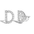 10K White Gold 1/10 Cttw Diamond Initial “A” to "Z" Stud Earring