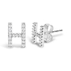 10K White Gold 1/10 Cttw Diamond Initial “A” to "Z" Stud Earring