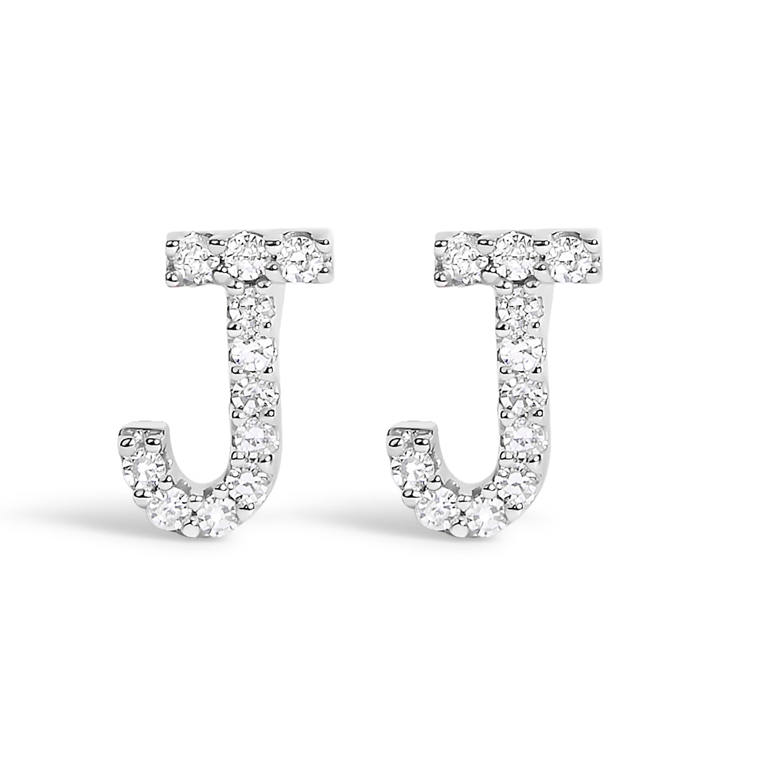 10K White Gold 1/10 Cttw Diamond Initial â€œAâ€ Stud Earring