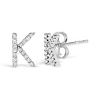 10K White Gold 1/10 Cttw Diamond Initial “A” to "Z" Stud Earring