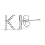 10K White Gold 1/10 Cttw Diamond Initial “A” to "Z" Stud Earring
