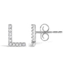 10K White Gold 1/10 Cttw Diamond Initial “A” to "Z" Stud Earring