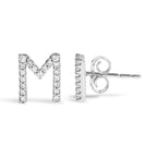 10K White Gold 1/10 Cttw Diamond Initial “A” to "Z" Stud Earring