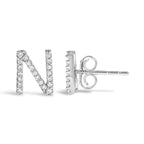 10K White Gold 1/10 Cttw Diamond Initial “A” to "Z" Stud Earring