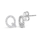 10K White Gold 1/10 Cttw Diamond Initial “A” to "Z" Stud Earring