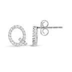 10K White Gold 1/10 Cttw Diamond Initial “A” to "Z" Stud Earring