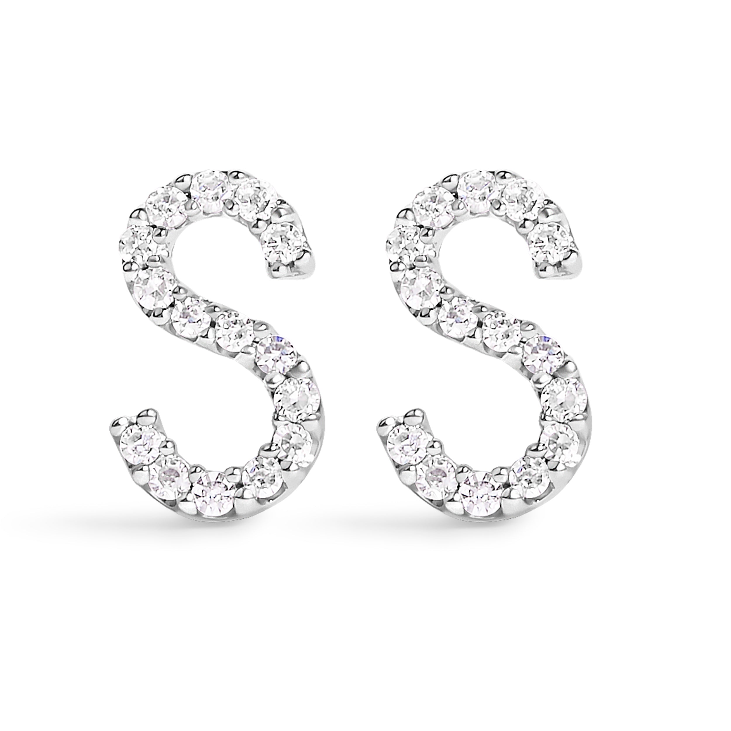 10K White Gold 1/10 Cttw Diamond Initial â€œAâ€ Stud Earring