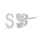 10K White Gold 1/10 Cttw Diamond Initial “A” to "Z" Stud Earring
