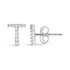 10K White Gold 1/10 Cttw Diamond Initial “A” to "Z" Stud Earring