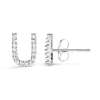 10K White Gold 1/10 Cttw Diamond Initial “A” to "Z" Stud Earring