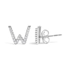 10K White Gold 1/10 Cttw Diamond Initial “A” to "Z" Stud Earring