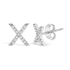 10K White Gold 1/10 Cttw Diamond Initial “A” to "Z" Stud Earring