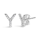 10K White Gold 1/10 Cttw Diamond Initial “A” to "Z" Stud Earring