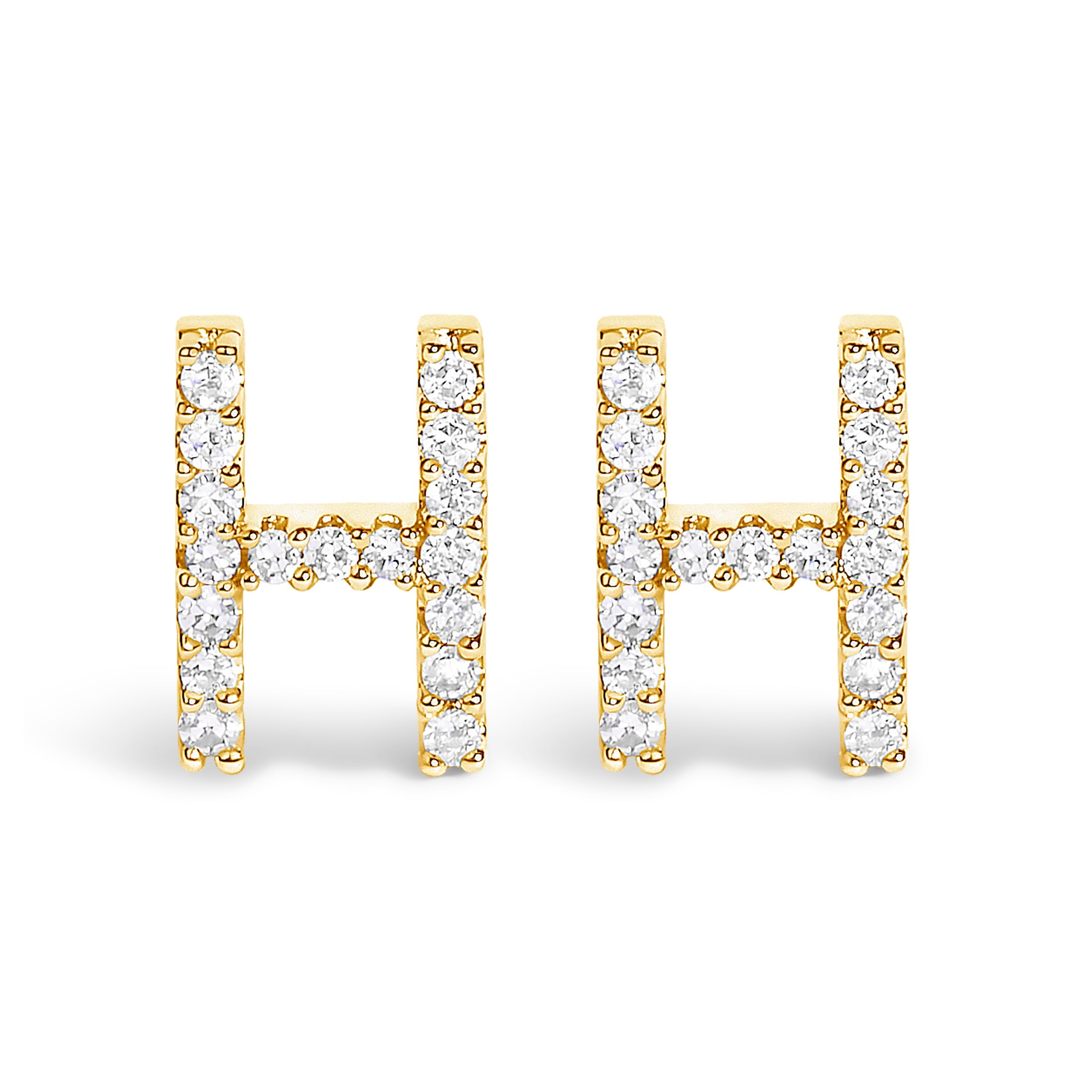 10K White Gold 1/10 Cttw Diamond Initial â€œAâ€ Stud Earring