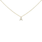 10K Yellow Gold Diamond Accent "A-Z" Block Initial Pendant Necklace