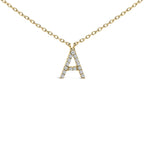 10K Yellow Gold Diamond Accent "A-Z" Block Initial Pendant Necklace