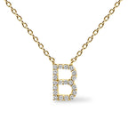 10K Yellow Gold Diamond Accent "A-Z" Block Initial Pendant Necklace