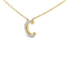 10K Yellow Gold Diamond Accent "A-Z" Block Initial Pendant Necklace
