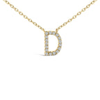 10K Yellow Gold Diamond Accent "A-Z" Block Initial Pendant Necklace