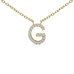 10K Yellow Gold Diamond Accent "A-Z" Block Initial Pendant Necklace