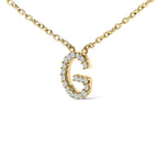 10K Yellow Gold Diamond Accent "A-Z" Block Initial Pendant Necklace
